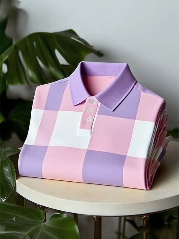 Men's Classic Business Logo Button Short Sleeve Polo Shirt