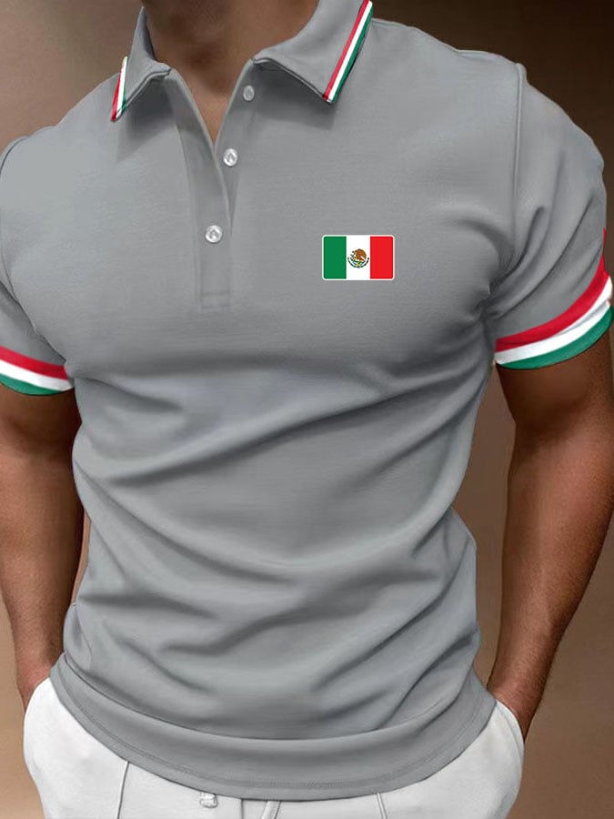 Men's Vintage Mexican Independence Day Print Polo Shirt