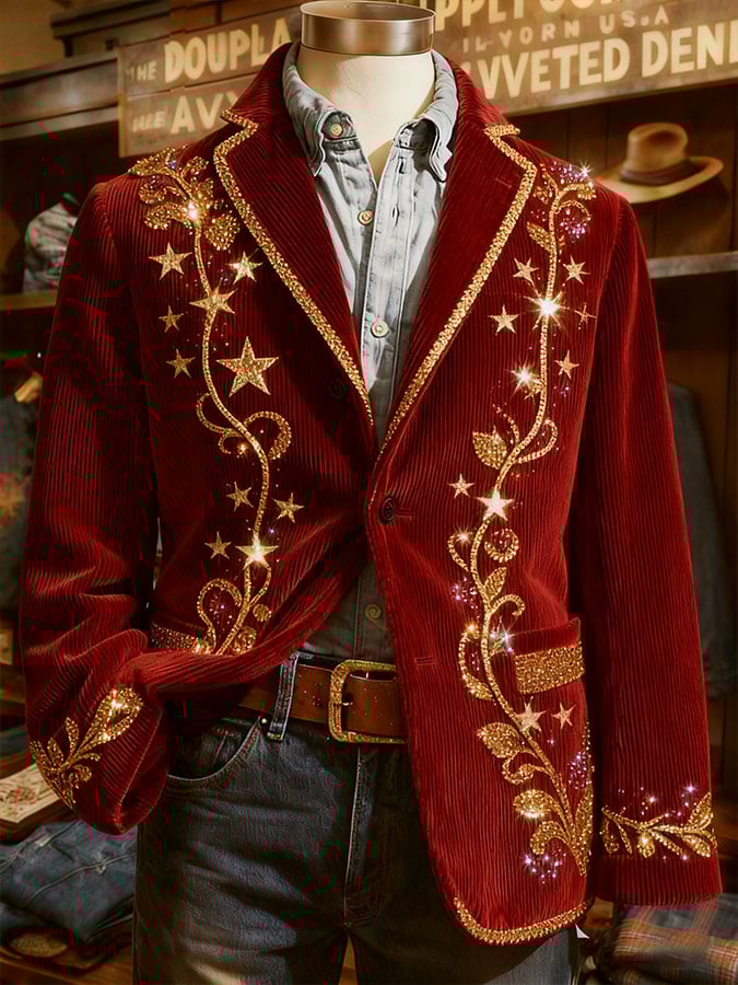 Men's Christmas Art Design Print Casual Coat