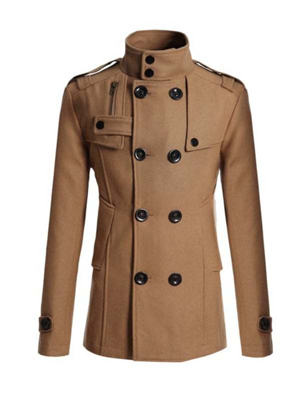 Men's Retro Fashion Pocket Lapel Long Coat