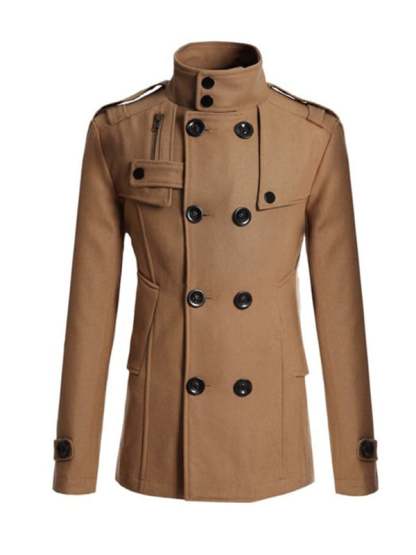 Men's Retro Fashion Pocket Lapel Long Coat