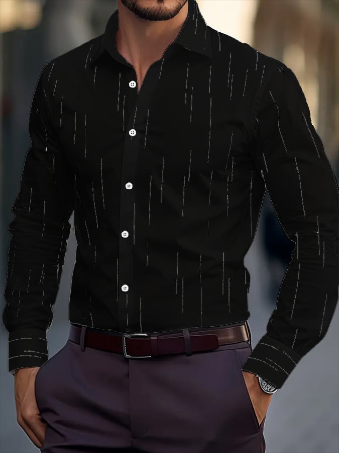 Men's Striped Design Business Casual Shirt