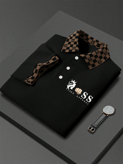 Men's Letter Printed Casual Polo Shirt