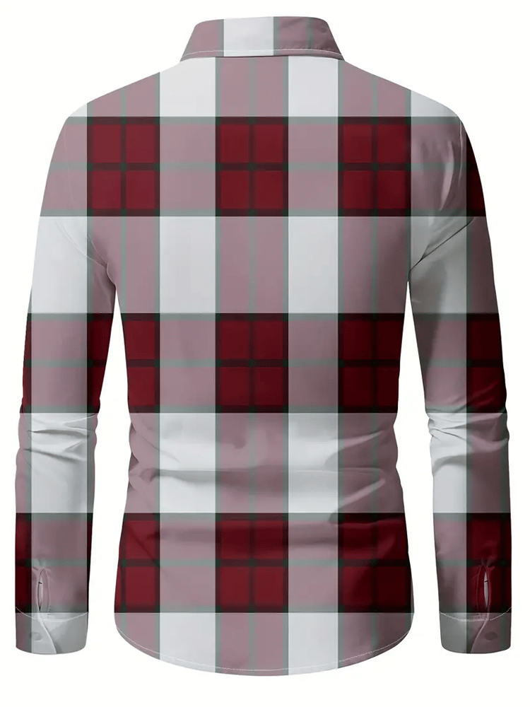 Men's Plaid Business Long Sleeve Shirt