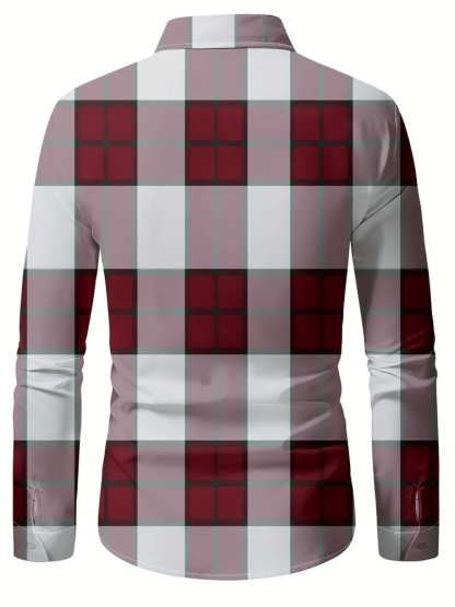 Men's Plaid Business Long Sleeve Shirt
