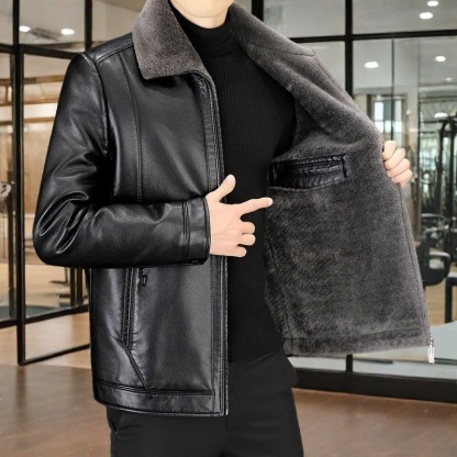 Men's short leather jacket for autumn and winter