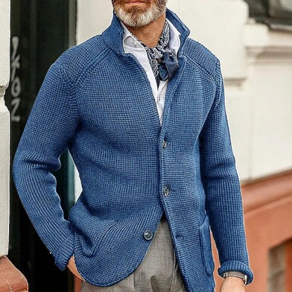 Men's Retro Warm Stand Collar Knitted Cardigan Jacket