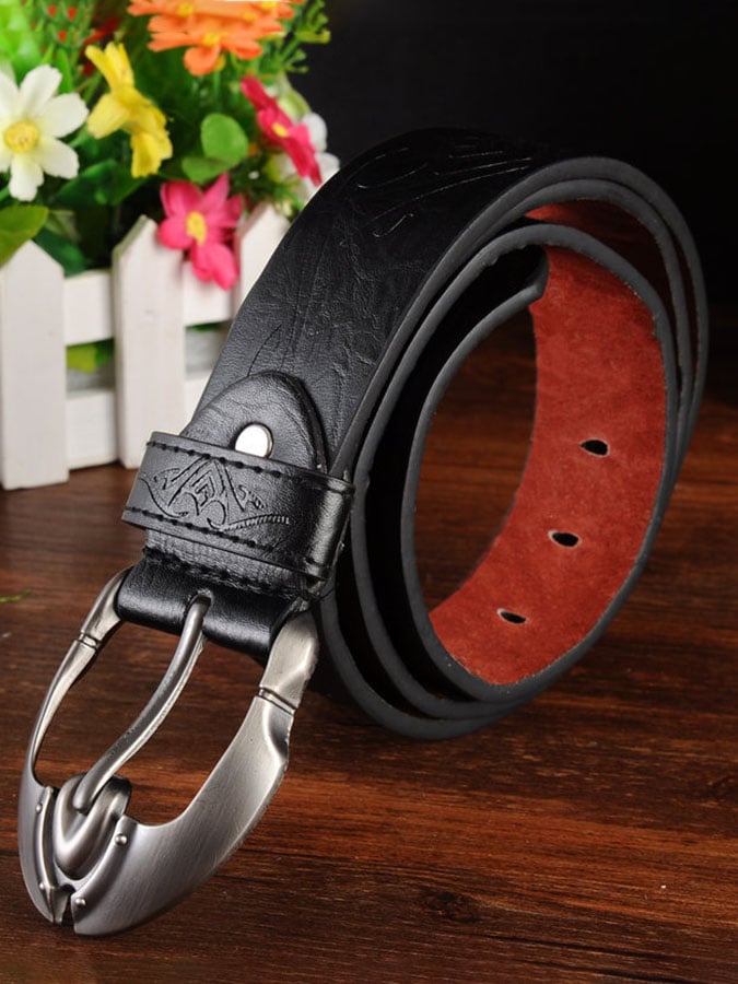 Solid Color Leather Belt