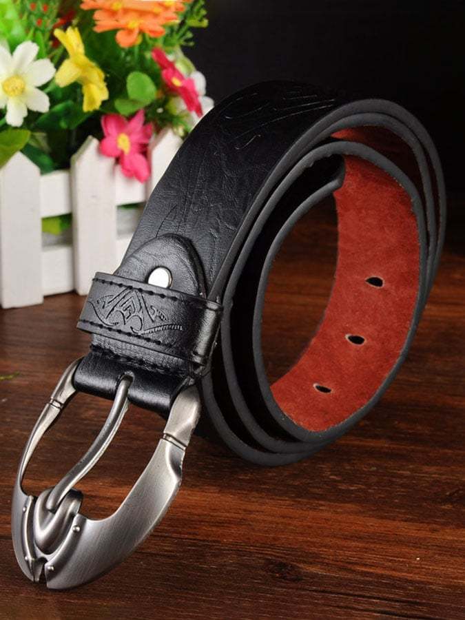 Solid Color Leather Belt