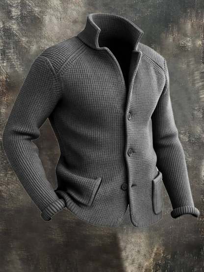Men's Retro Warm Stand Collar Knitted Cardigan Jacket