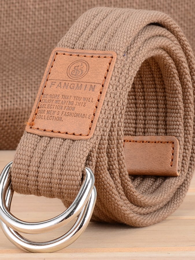 Men's Casual Canvas Woven Double Buckle Belt