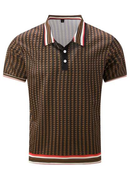 Men's Retro Plaid Casual Polo Shirt