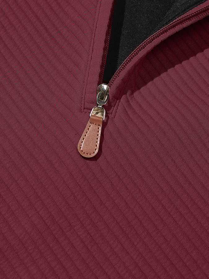 Men'S Classic Special Jacquard Texture Half-Zip Long-Sleeved Sweatshirt