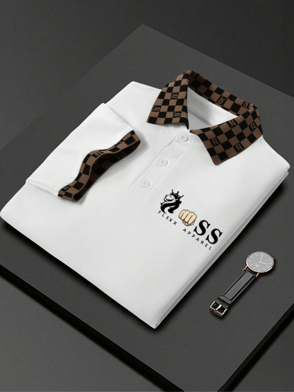 Men's Letter Printed Casual Polo Shirt