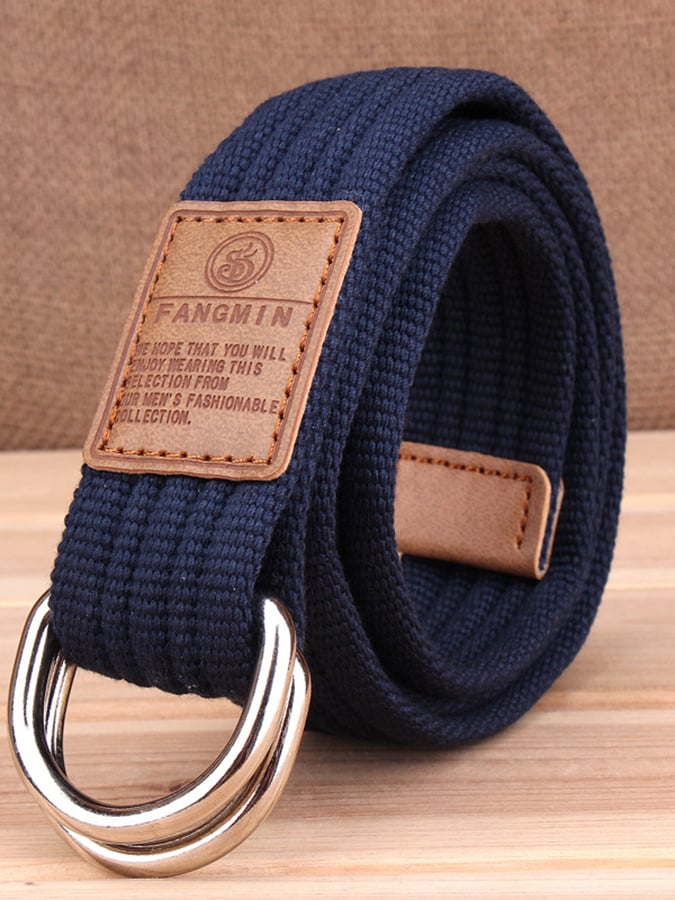 Men's Casual Canvas Woven Double Buckle Belt