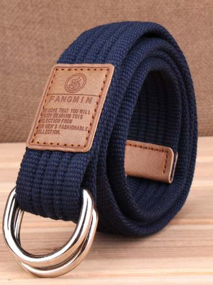 Men's Casual Canvas Woven Double Buckle Belt
