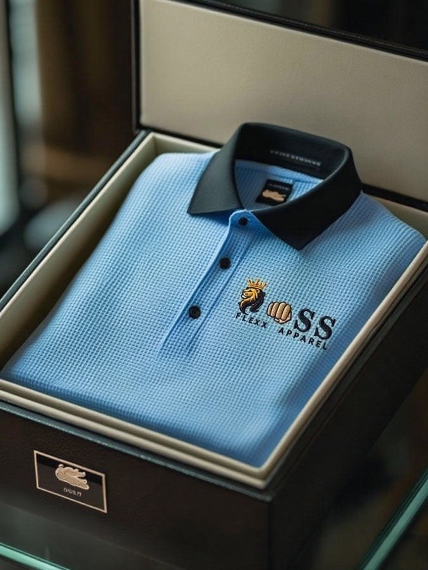 Men's Fashion Business Style Letter Printed Waffle Casual POLO Shirt