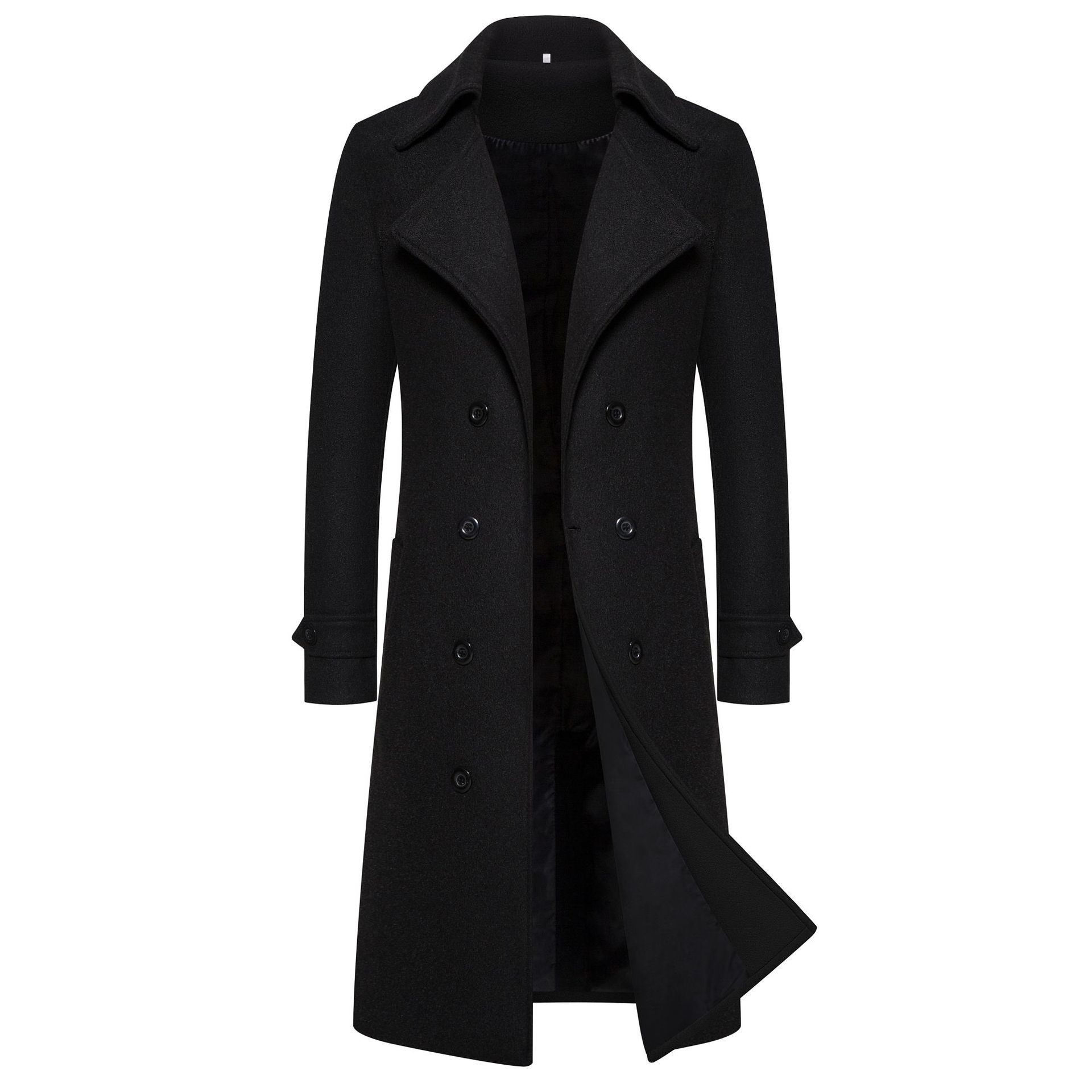 Men's long double-breasted trench coat