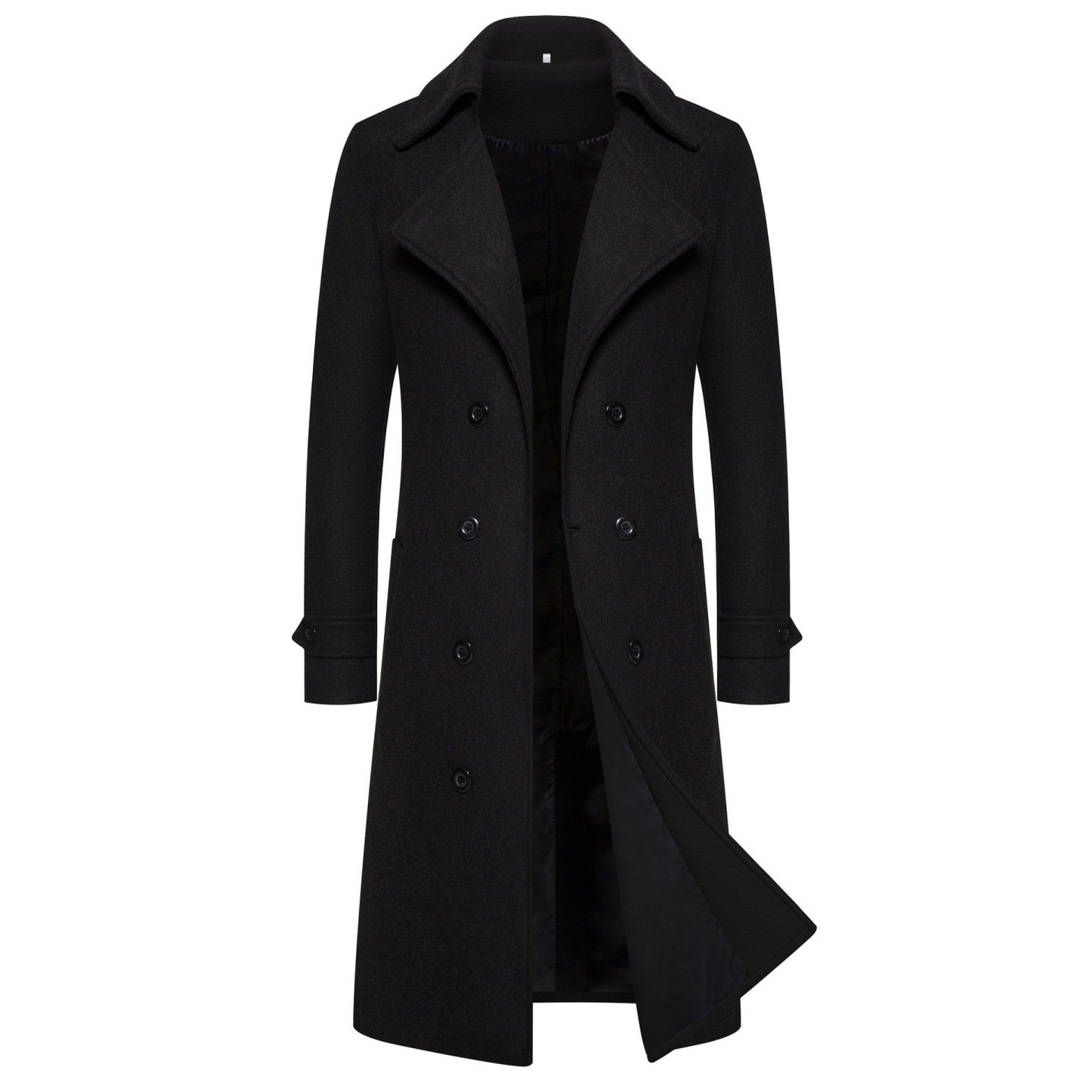 Men's long double-breasted trench coat