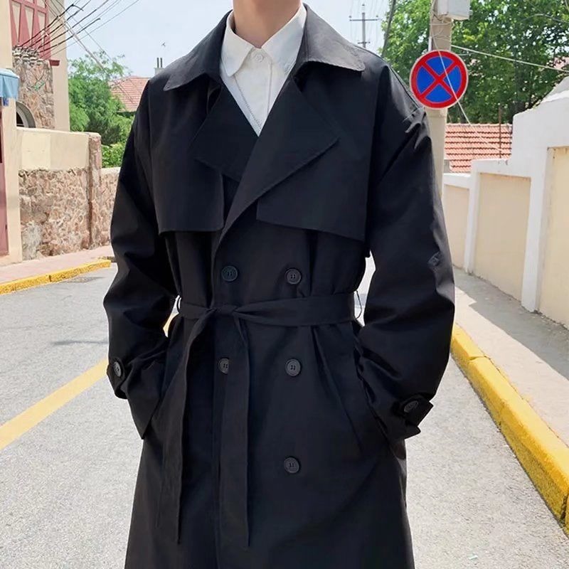 [Copy]Men's Double Breasted Belted Casual Trench Coat