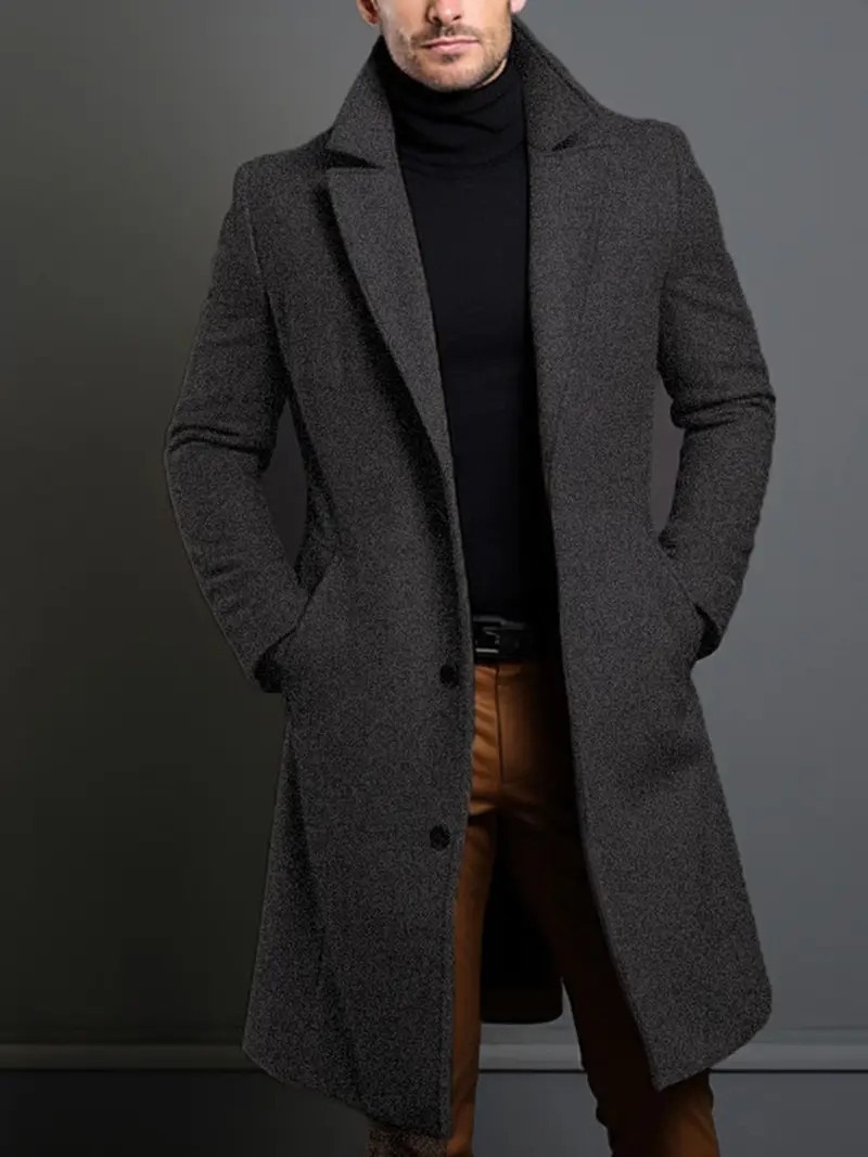 [Copy]Men'S Commuter Button Design Wool Coat