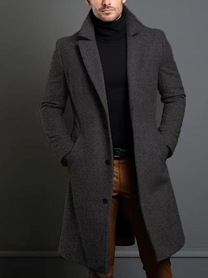 [Copy]Men'S Commuter Button Design Wool Coat