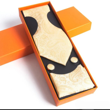 Paisley Men's Tie Square Scarf Cufflinks Gift Box Set