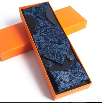 Paisley Men's Tie Square Scarf Cufflinks Gift Box Set