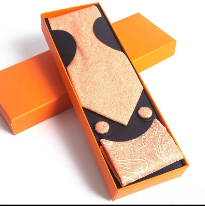Paisley Men's Tie Square Scarf Cufflinks Gift Box Set