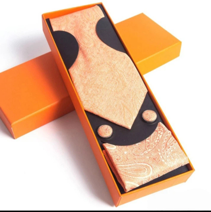 Paisley Men's Tie Square Scarf Cufflinks Gift Box Set