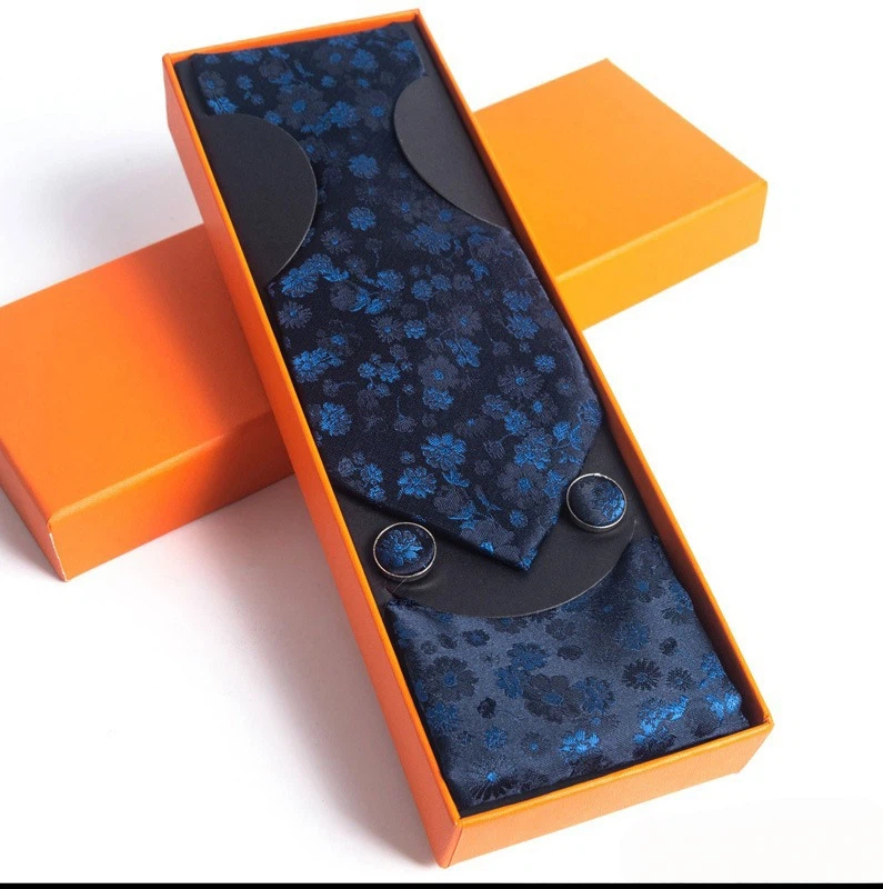 Paisley Men's Tie Square Scarf Cufflinks Gift Box Set