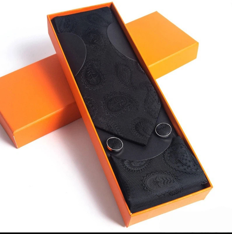 Paisley Men's Tie Square Scarf Cufflinks Gift Box Set