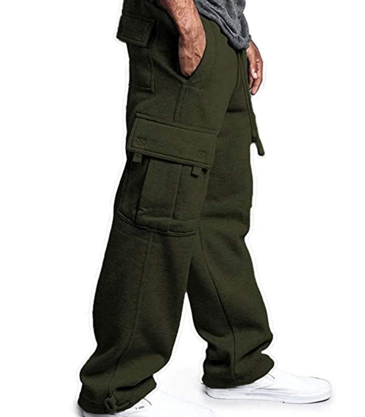 Men's Casual Solid Color Multi-Pocket Leggings Trousers