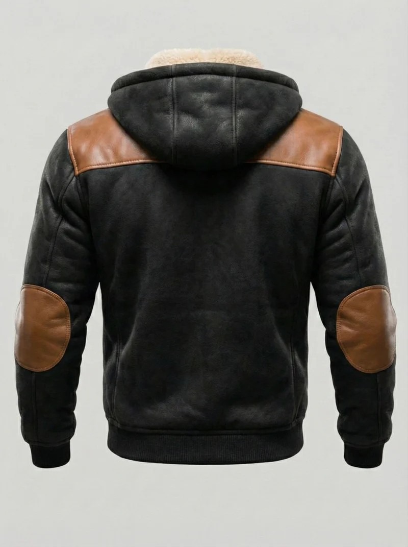 Men's Vintage Suede Splicing Warm Multi-Pocket Outdoor Jacket