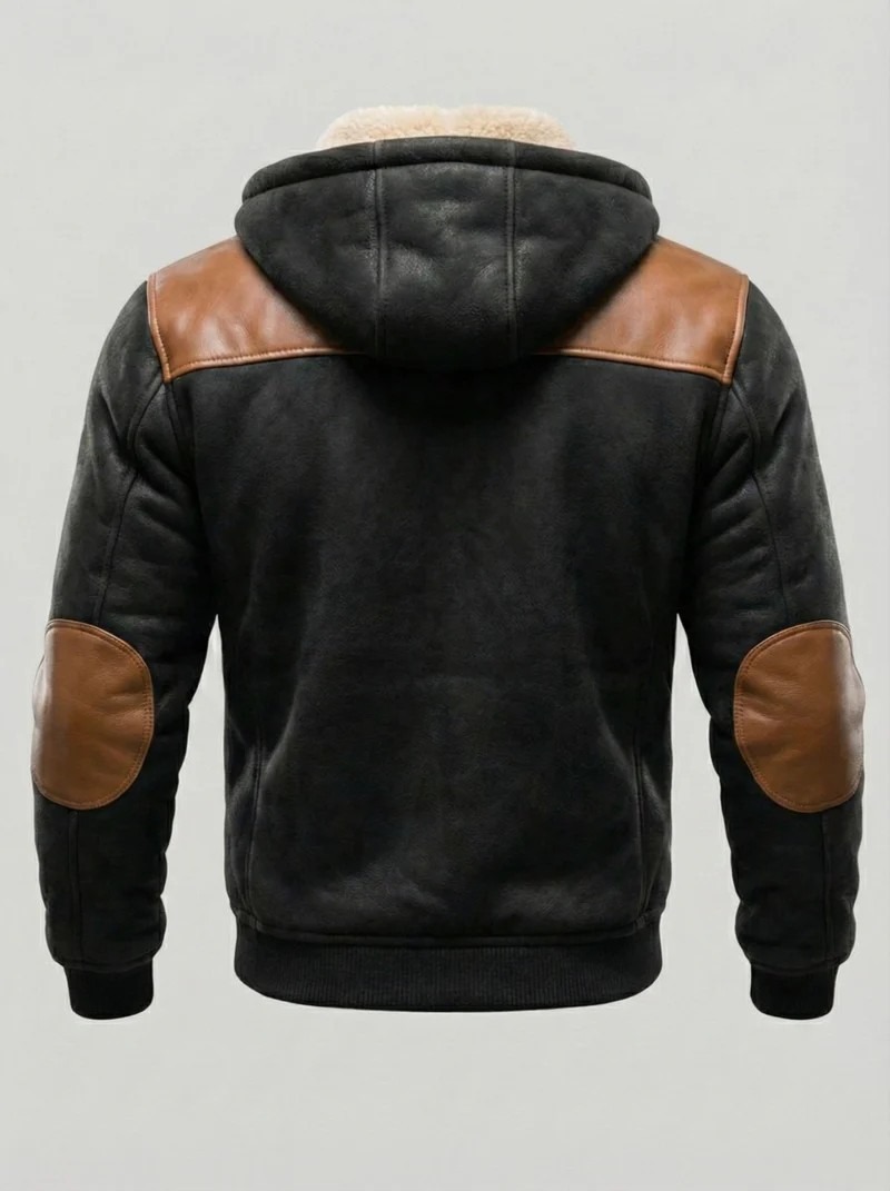 Men's Vintage Suede Splicing Warm Multi-Pocket Outdoor Jacket