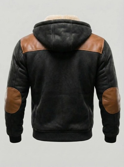 Men's Vintage Suede Splicing Warm Multi-Pocket Outdoor Jacket