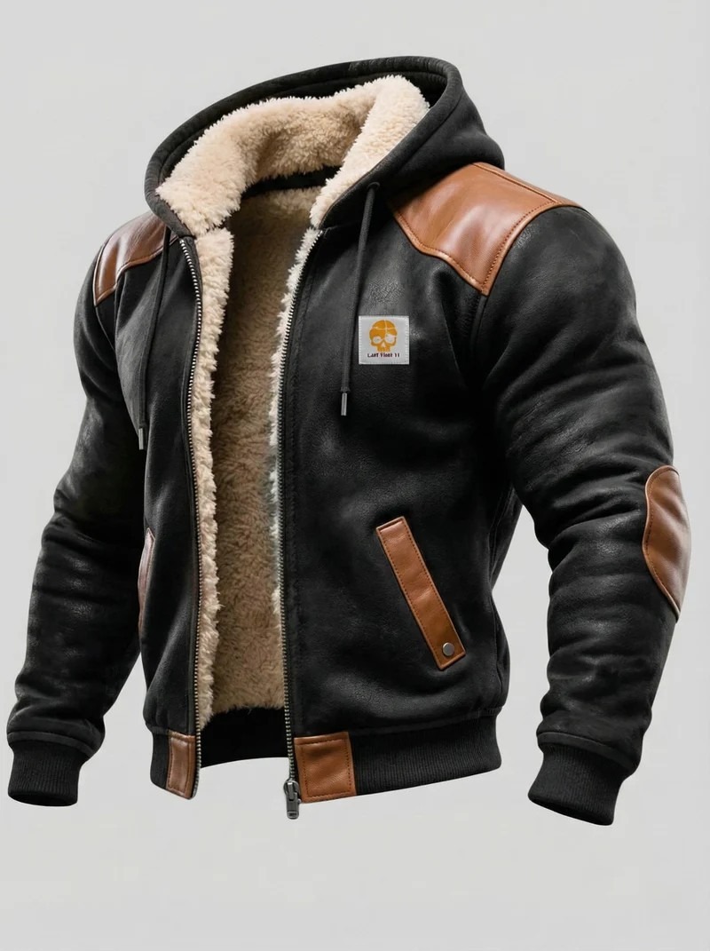 Men's Vintage Suede Splicing Warm Multi-Pocket Outdoor Jacket