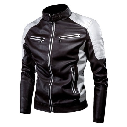 Men'S Vintage Motorcycle Leather Outdoor Jacket Coat