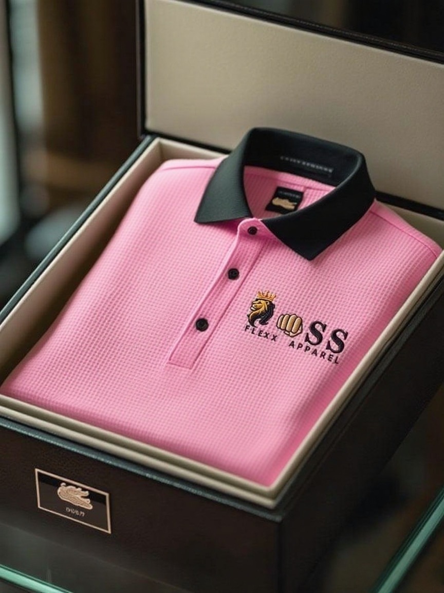 Men's Fashion Business Style Letter Printed Waffle Casual POLO Shirt