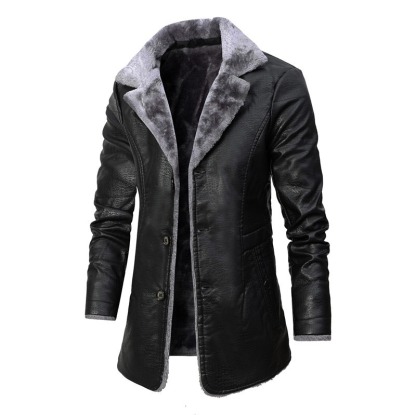 Men's business European size fleece-lined lapel suit jacket