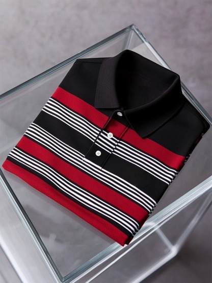 Men's Business Casual Button Short Sleeve Polo Shirt