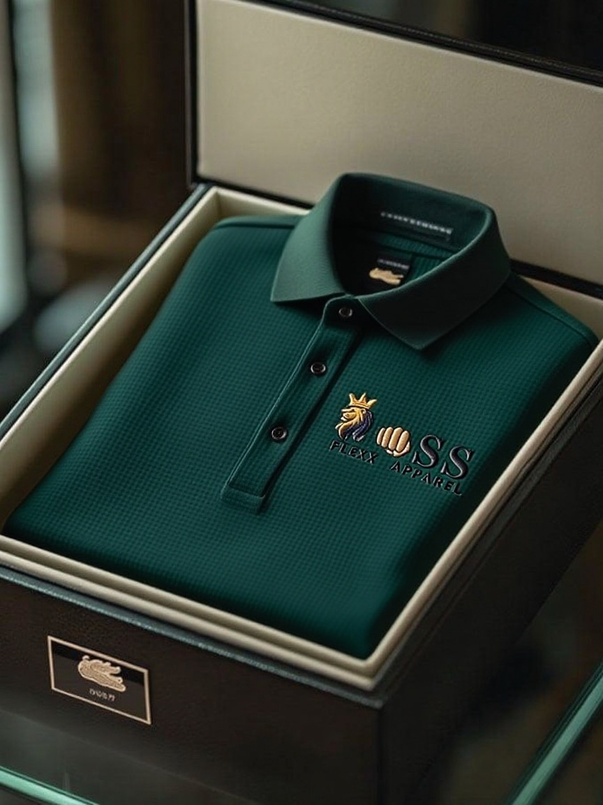 Men's Fashion Business Style Letter Printed Waffle Casual POLO Shirt