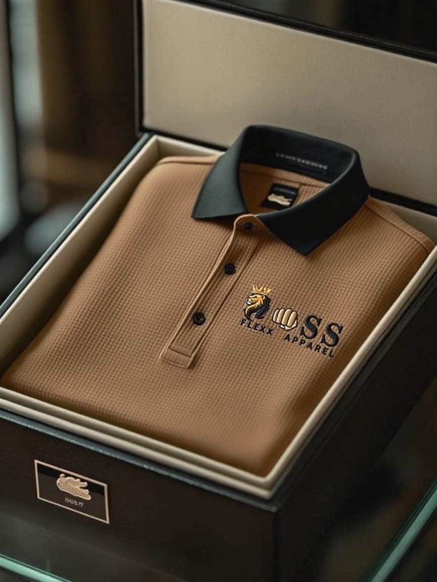 Men's Fashion Business Style Letter Printed Waffle Casual POLO Shirt