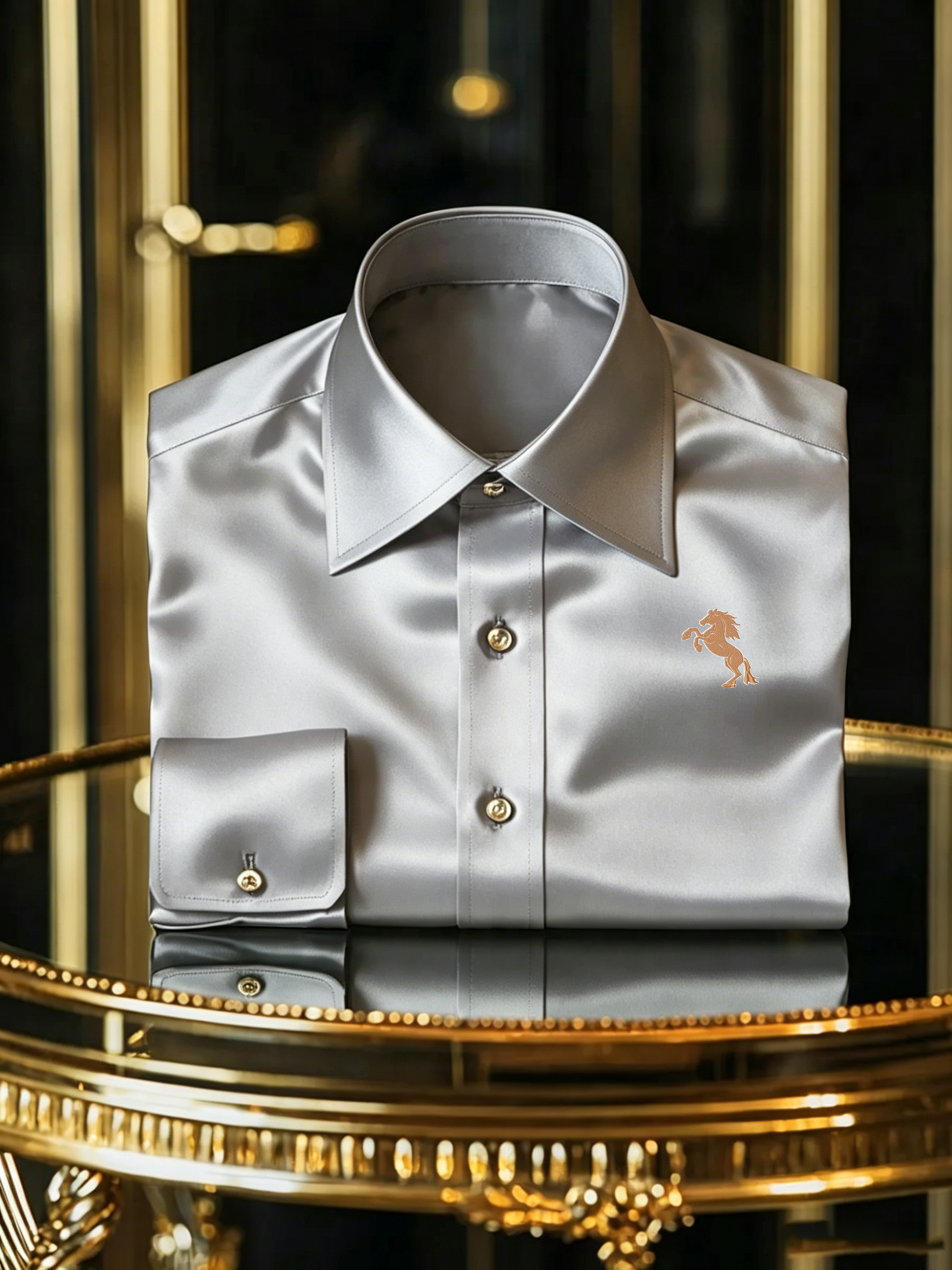 Men's Casual Button Down Satin Shirt