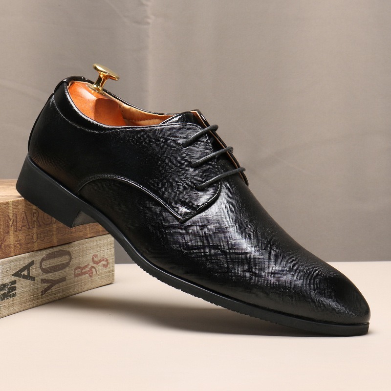 Men's Business Casual Lace-up Pointed Toe Faux Leather Shoes
