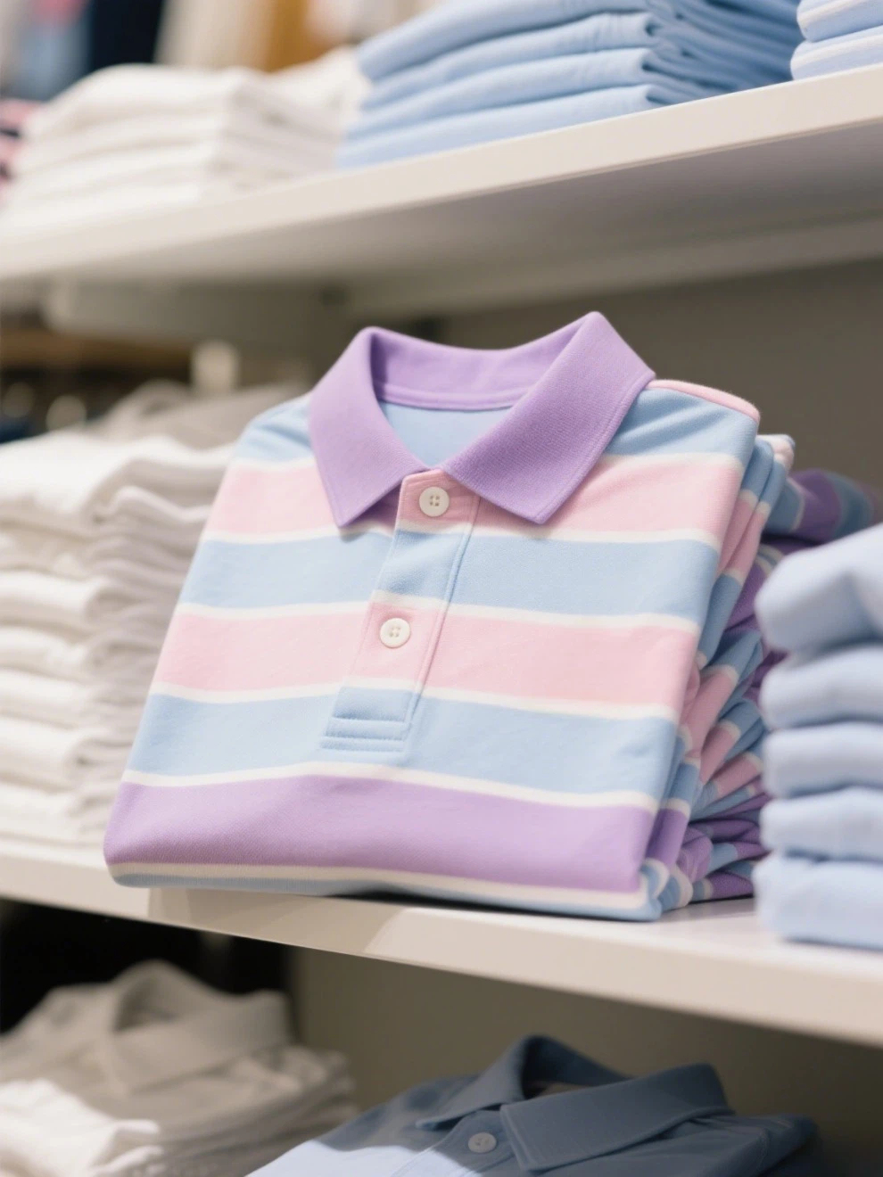 Men's Business Casual Color Block Stripe Logo Button Short Sleeve Polo