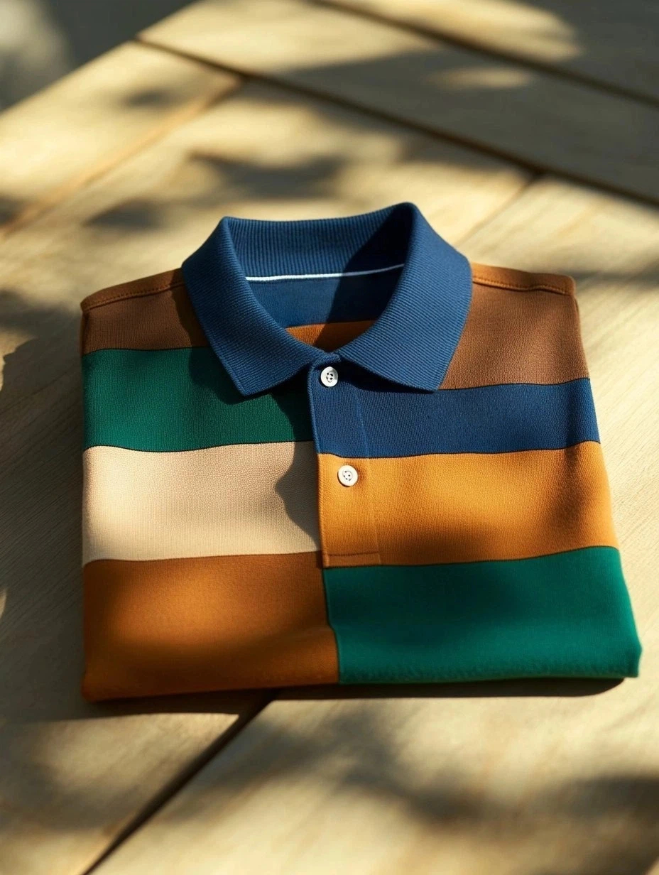 Men's Business Casual Fish Embroidered Button Short Sleeve Polo Shirt