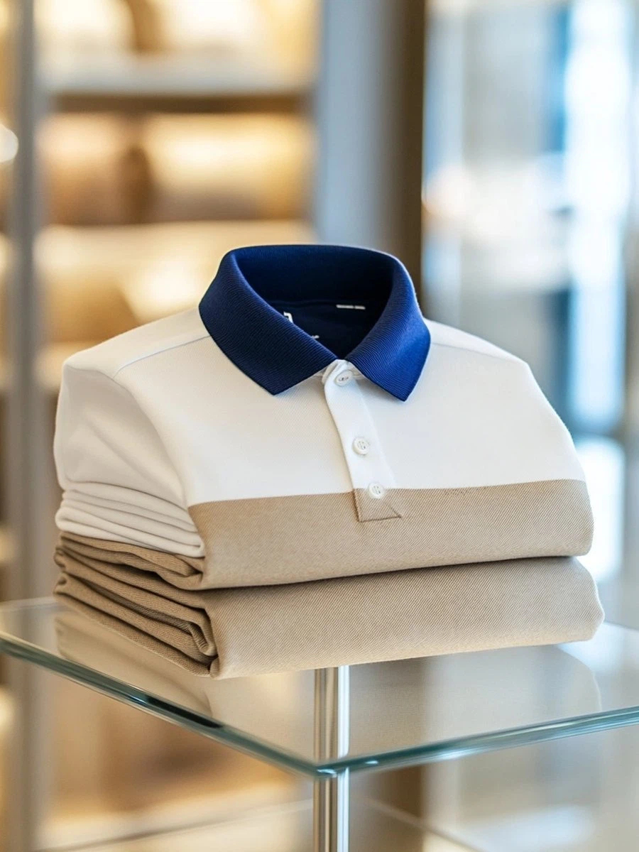 Men's Business Casual Logo Button Short Sleeve Polo Shirt