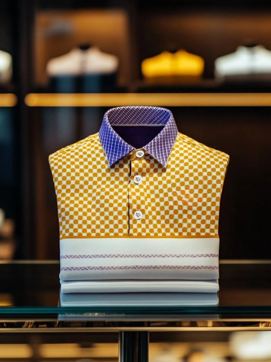 Men's Business Casual Logo Button Short Sleeve Polo Shirt