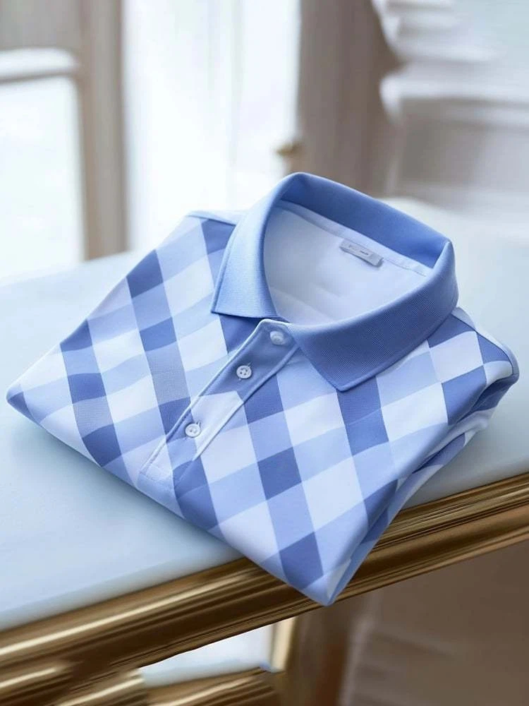 Men's Classic Business Logo Button Short Sleeve Polo Shirt